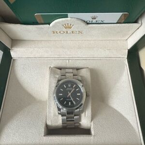 Rolex Stainless Steel Watch with Dark Dial